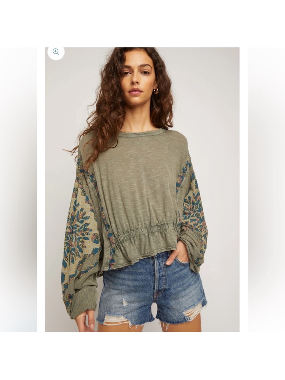 Free people throwback embroidered voluminous top XS